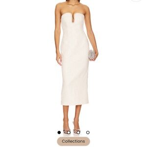 Self-Portrait Embellished White Midi Dress